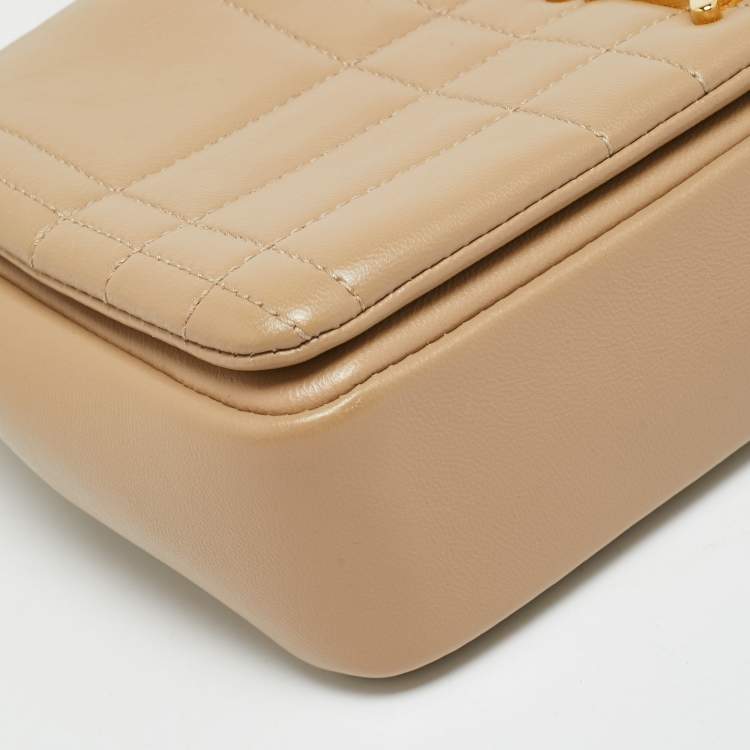 Pre Owned Burberry Lola Small Beige Quilted Leather Shoulder Bag