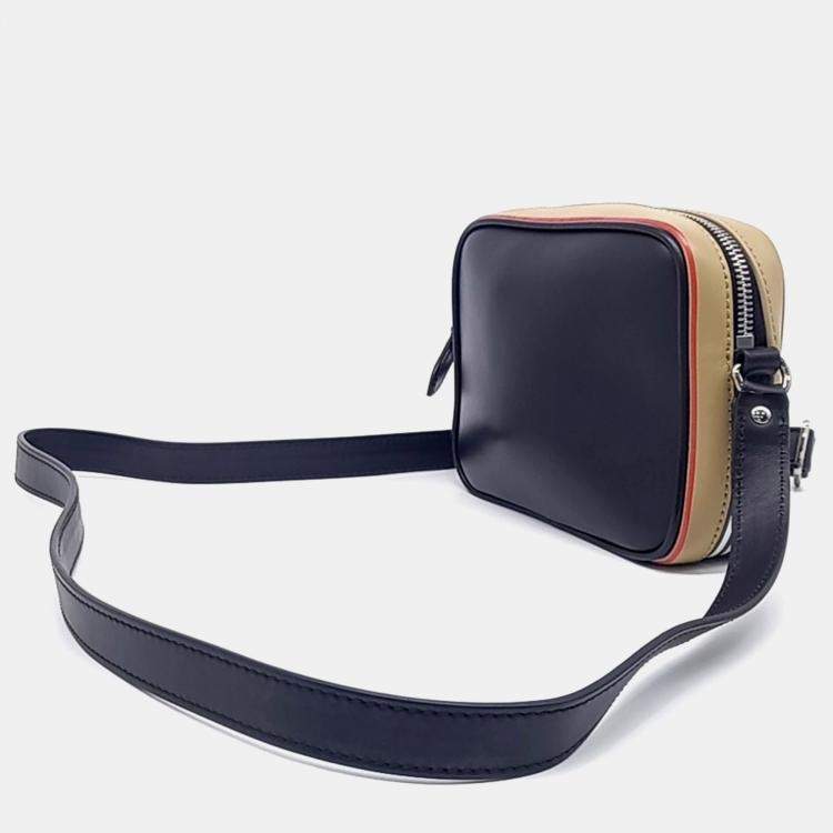 Pre Owned Burberry Black Multicolor Canvas Mini Crossbody Bag