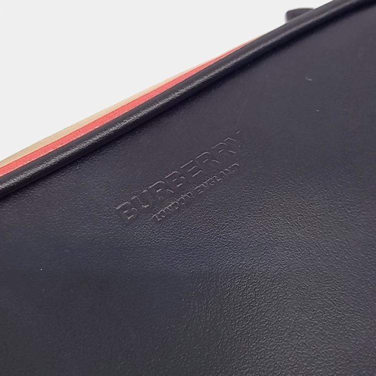 Pre Owned Burberry Black Multicolor Canvas Mini Crossbody Bag