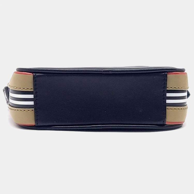 Pre Owned Burberry Black Multicolor Canvas Mini Crossbody Bag