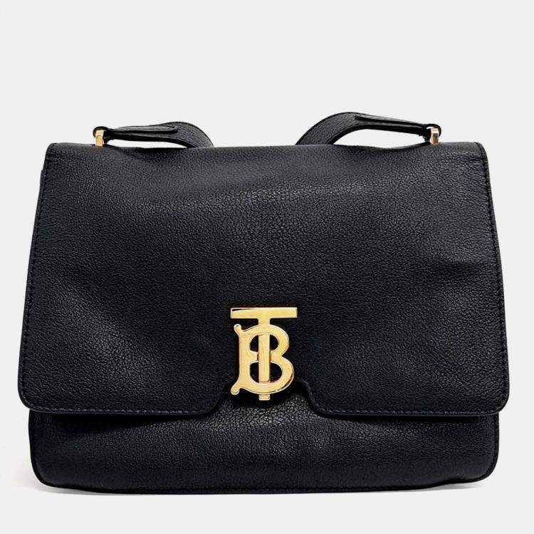 Pre Owned Burberry Black Leather TB Alice Shoulder Bag