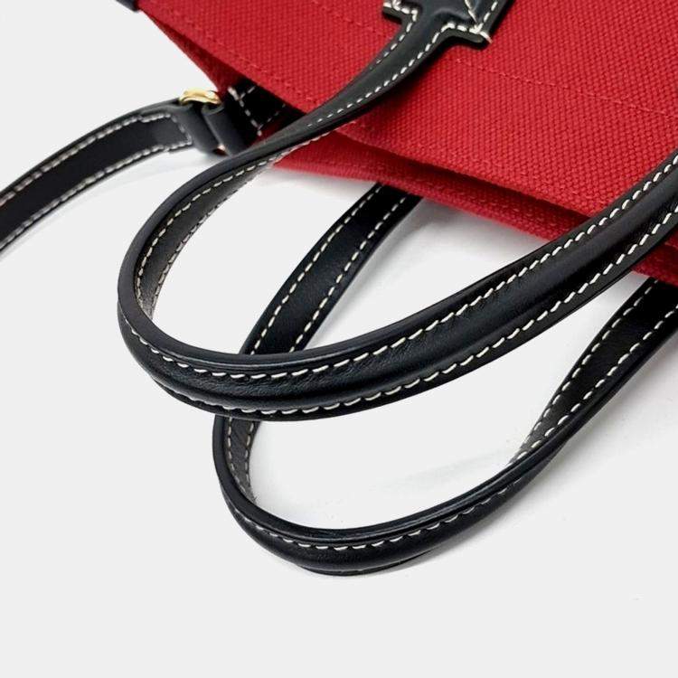Pre Owned Burberry Red Fabric Freya Mini Tote Bag