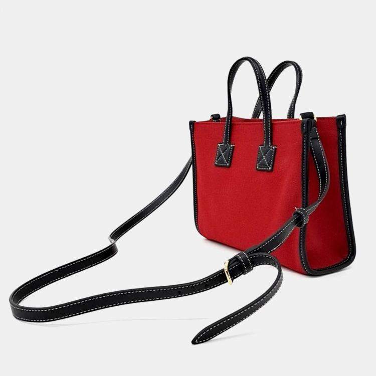 Pre Owned Burberry Red Fabric Freya Mini Tote Bag