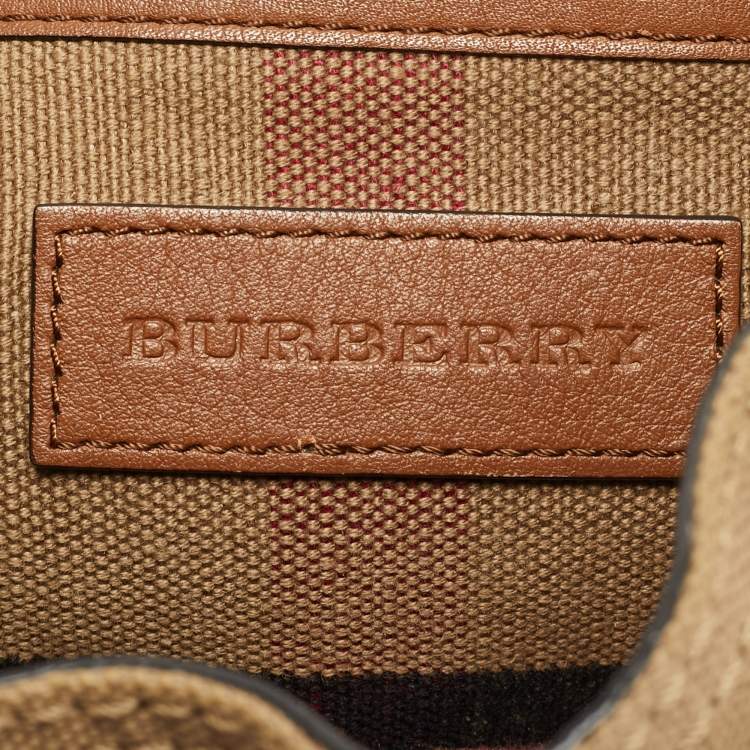Pre Owned Burberry Chiltern Beige Mega Check Canvas Drawstring Backpack