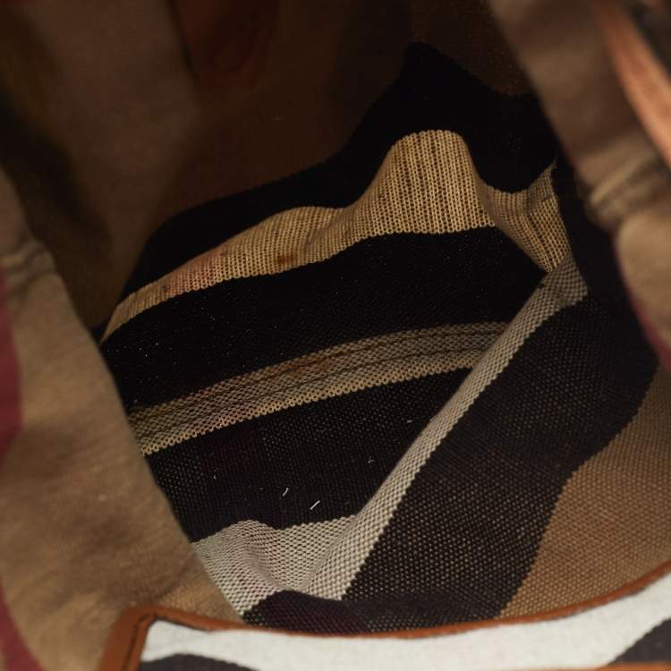 Pre Owned Burberry Chiltern Beige Mega Check Canvas Drawstring Backpack