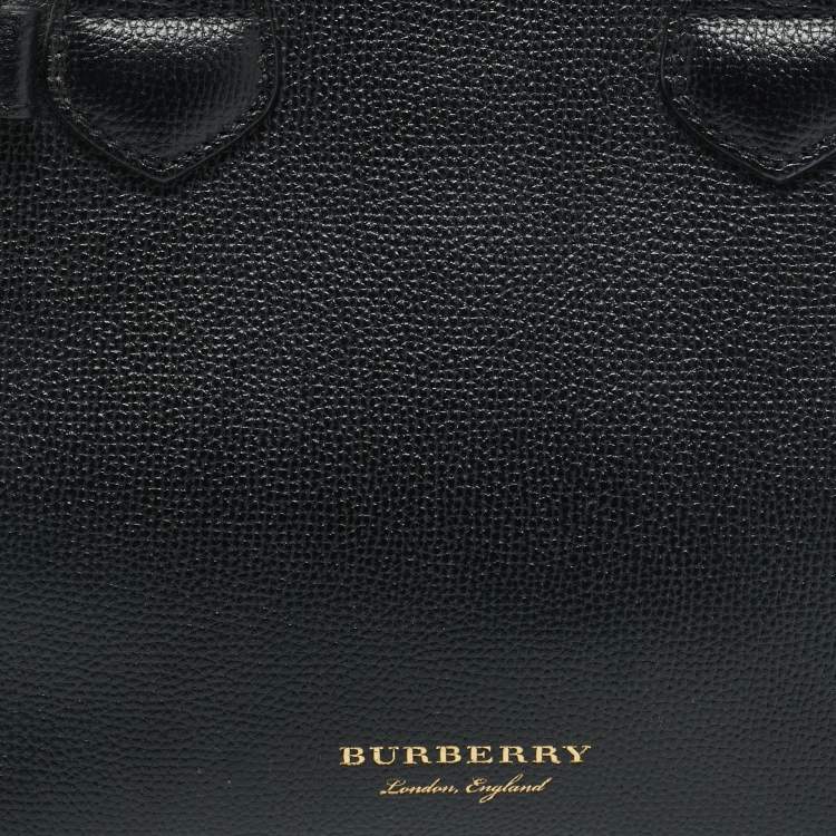مملوكة مسبقًا Burberry Banner Small Black/Beige House Check Fabric and Leather Tote