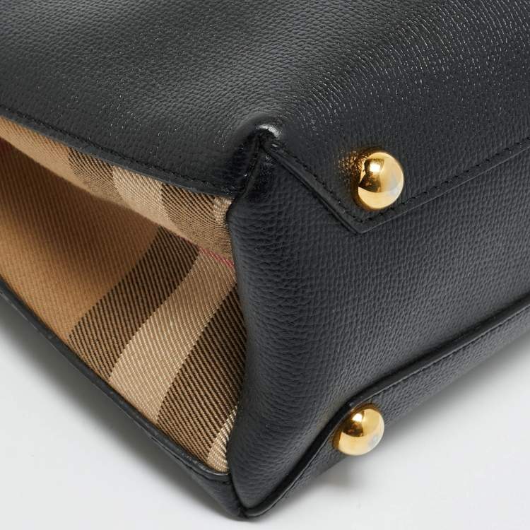 مملوكة مسبقًا Burberry Banner Small Black/Beige House Check Fabric and Leather Tote