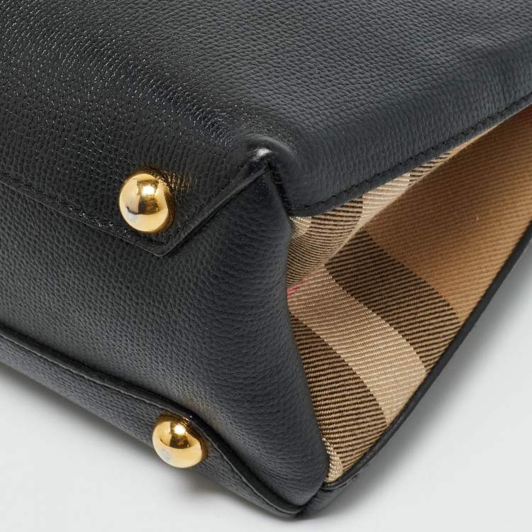 مملوكة مسبقًا Burberry Banner Small Black/Beige House Check Fabric and Leather Tote