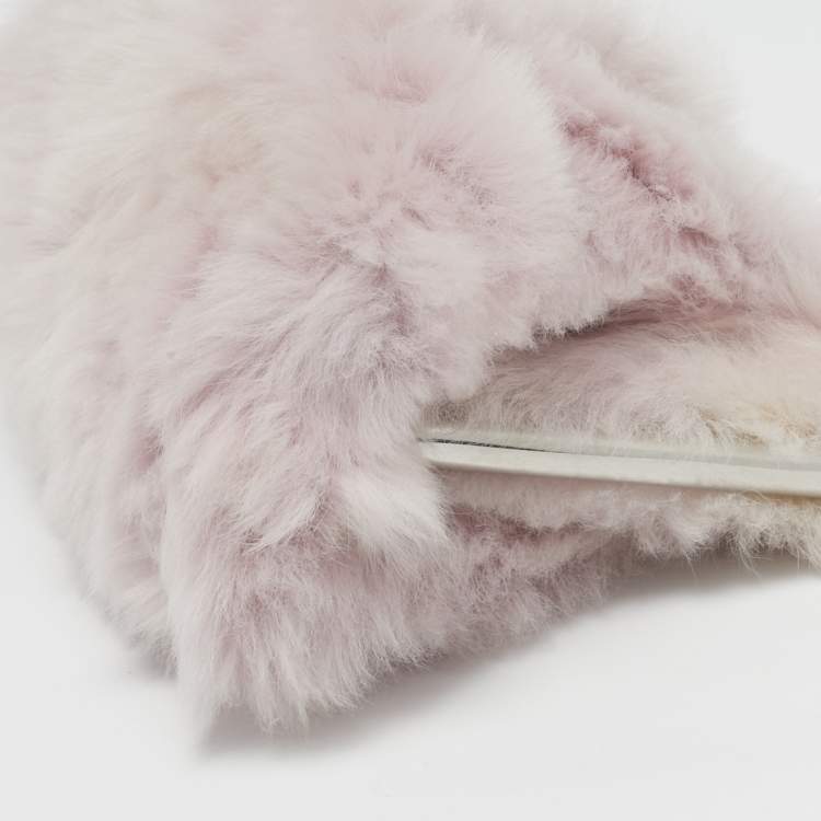 Pre Owned Burberry Lilac Faux Fur B Frame Clutch
