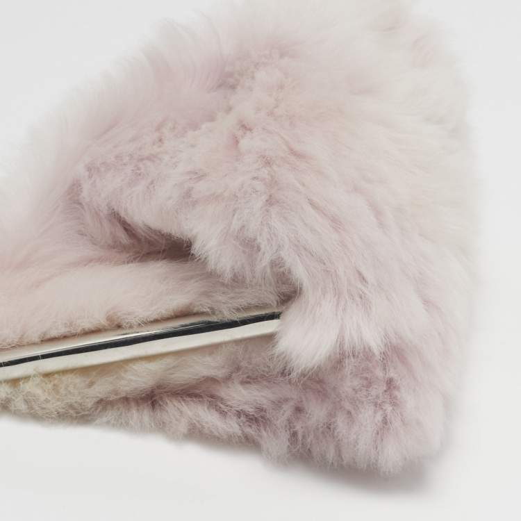 Pre Owned Burberry Lilac Faux Fur B Frame Clutch