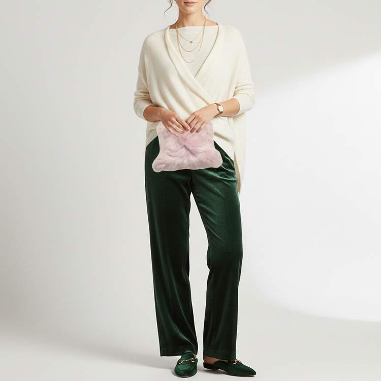 Pre Owned Burberry Lilac Faux Fur B Frame Clutch