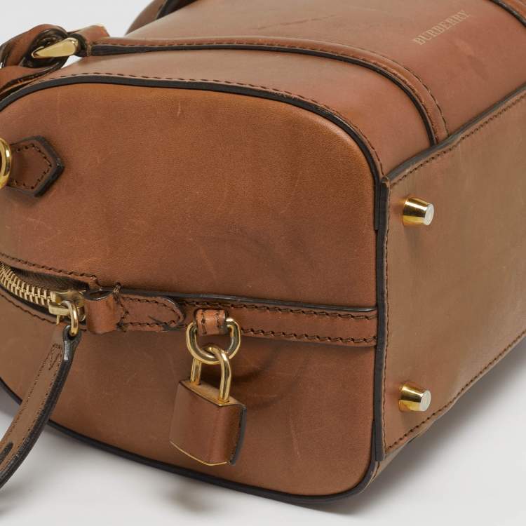 مملوكة مسبقًا Burberry Alchester Small Tan Leather Bowler Bag
