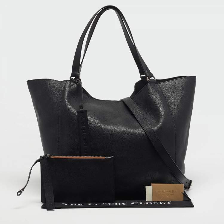 Pre Owned Burberry Billings Black Leather Shopper Tote