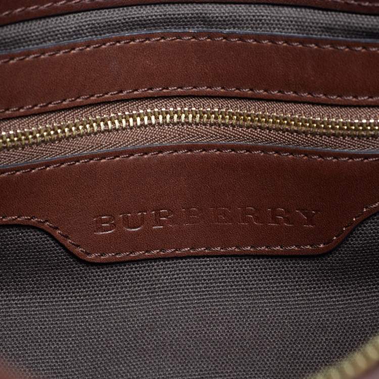 Pre Owned Burberry Walden Brown Smoked Check PVC and Leather Hobo