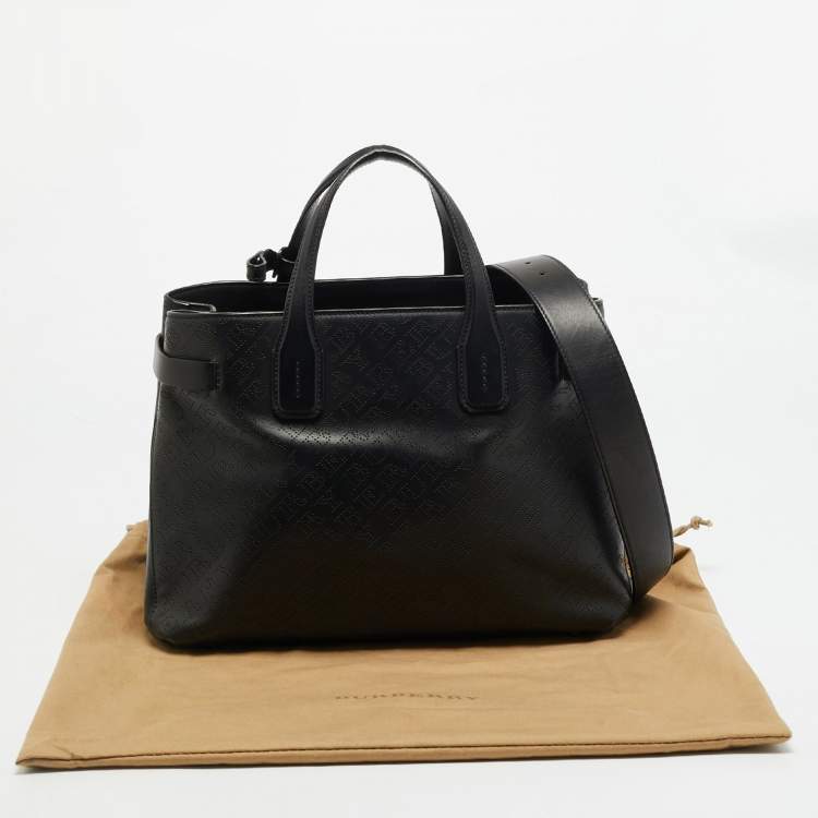 مملوكة مسبقًا Burberry Banner Medium Black Perforated Leather Tote