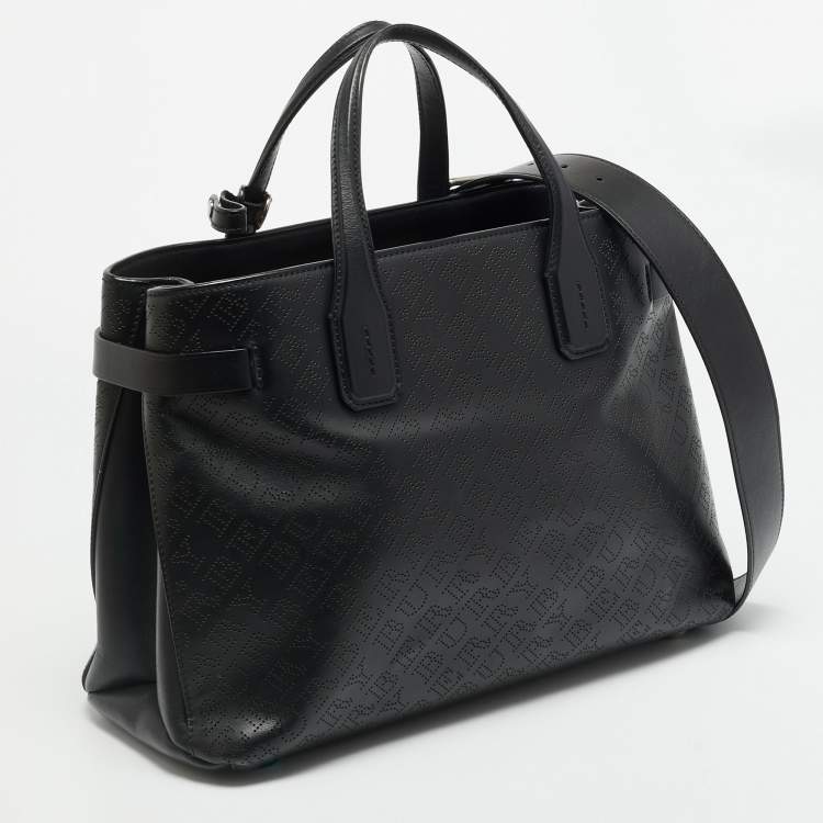 مملوكة مسبقًا Burberry Banner Medium Black Perforated Leather Tote