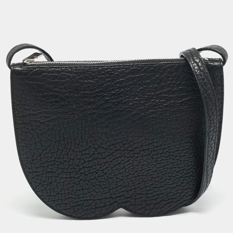 Pre Owned Burberry Chess Mini Black Leather Crossbody Bag