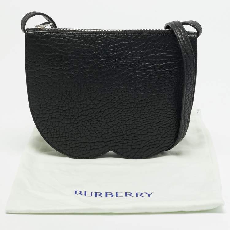 Pre Owned Burberry Chess Mini Black Leather Crossbody Bag