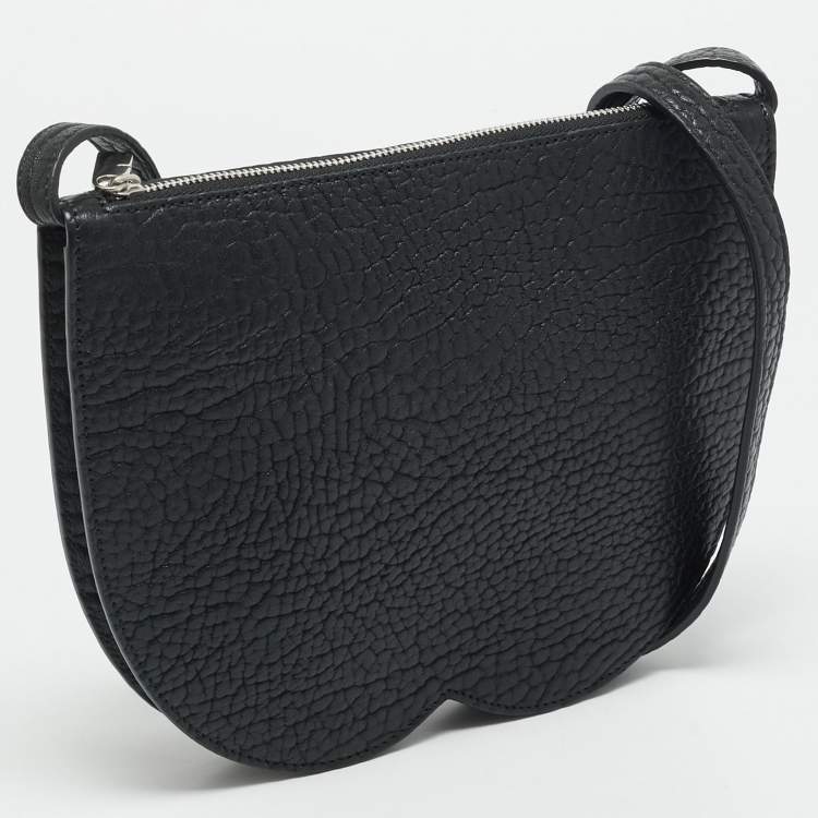 Pre Owned Burberry Chess Mini Black Leather Crossbody Bag