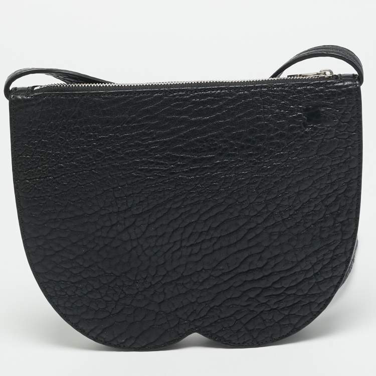 Pre Owned Burberry Chess Mini Black Leather Crossbody Bag