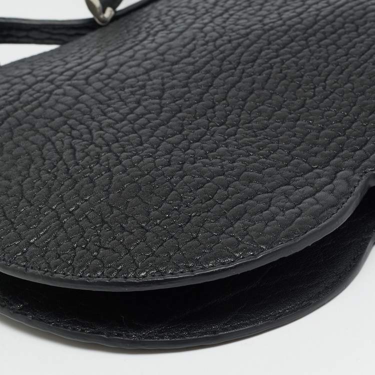 Pre Owned Burberry Chess Mini Black Leather Crossbody Bag