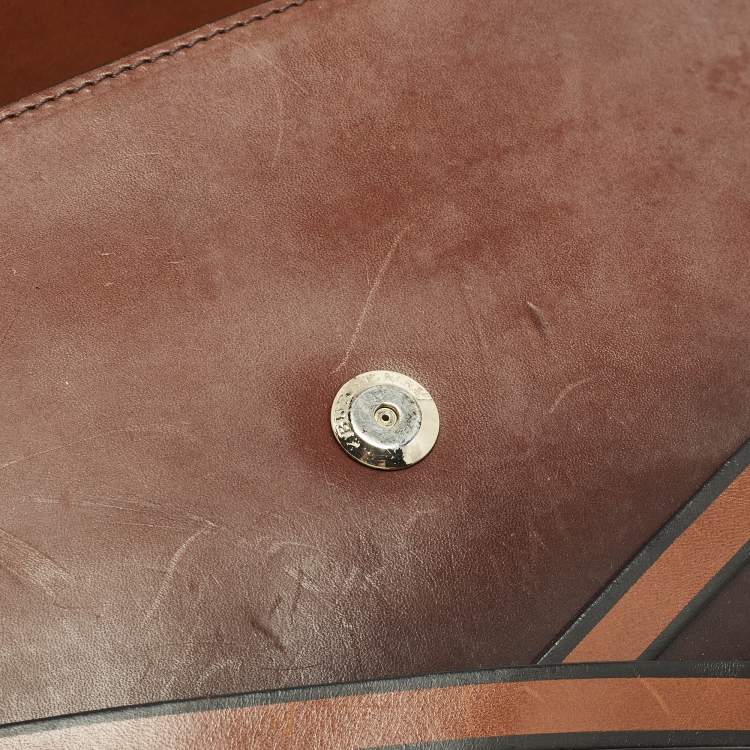 Pre Owned Burberry Abbott Ombre Brown Leather Shoulder Bag