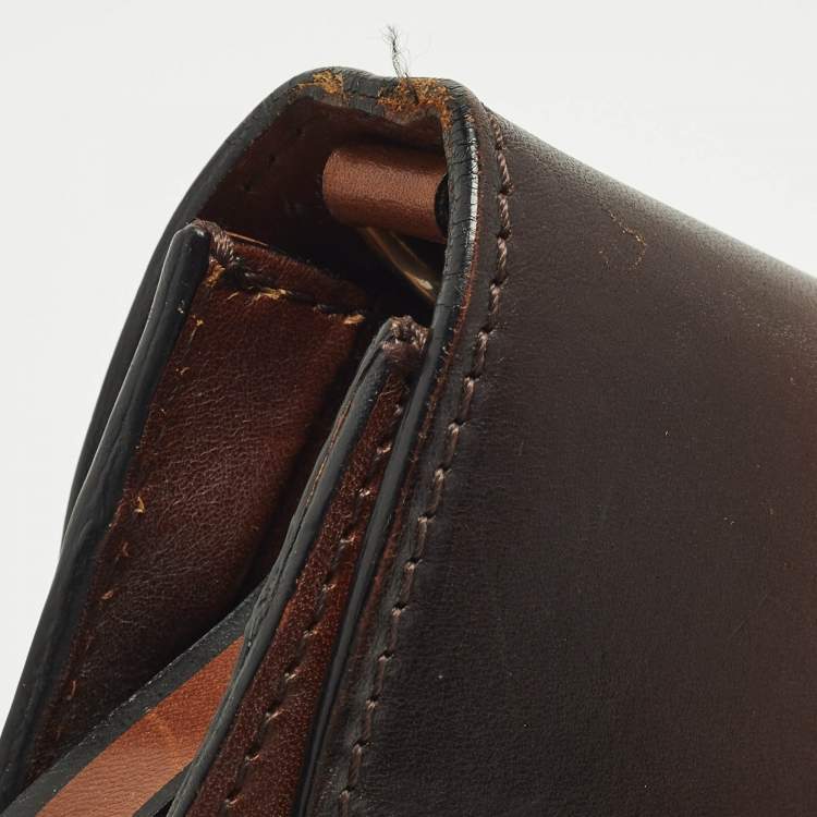 Pre Owned Burberry Abbott Ombre Brown Leather Shoulder Bag