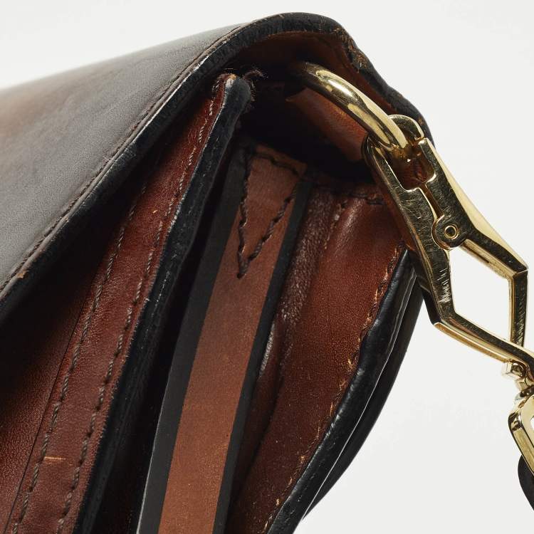 Pre Owned Burberry Abbott Ombre Brown Leather Shoulder Bag