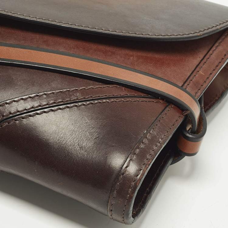 Pre Owned Burberry Abbott Ombre Brown Leather Shoulder Bag