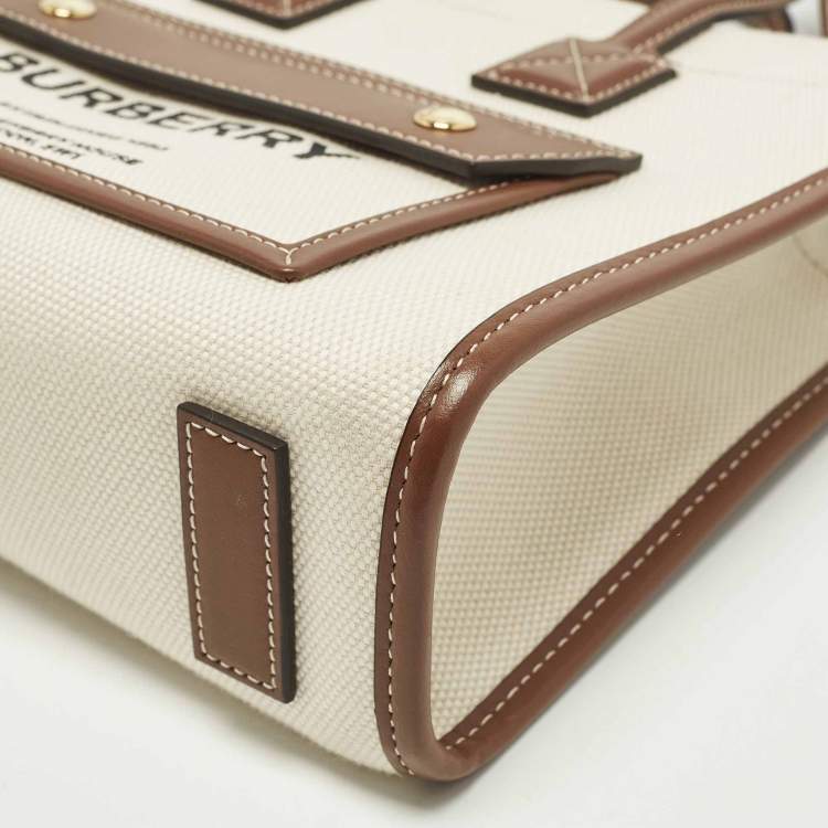 Pre Owned Burberry Freya Mini Brown/Beige Canvas Tote