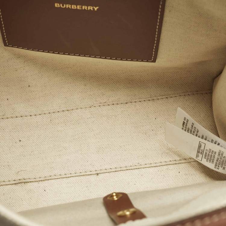 Pre Owned Burberry Freya Mini Brown/Beige Canvas Tote
