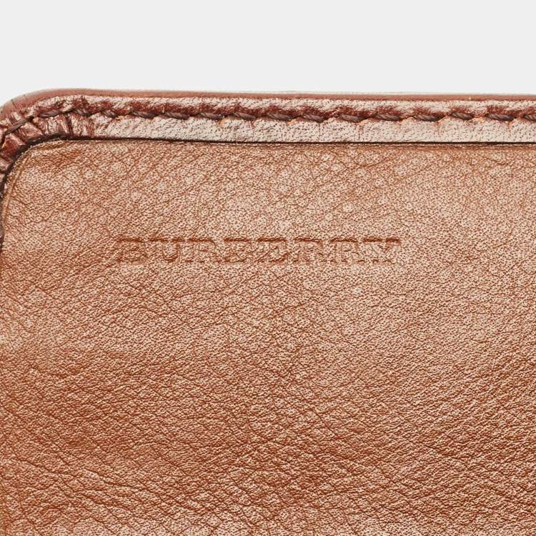 Pre Owned Burberry Leighton Brown/Beige House Check Canvas and Leather Continental Wallet