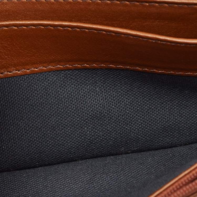 Pre Owned Burberry Leighton Brown/Beige House Check Canvas and Leather Continental Wallet