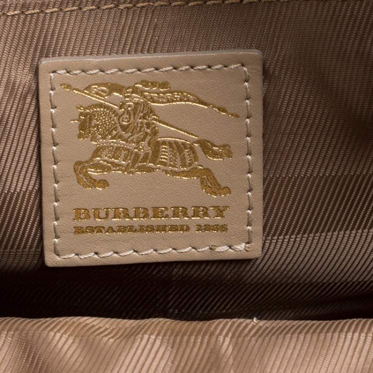 Pre Owned Burberry Beige Quilted Leather Mini Manor Satchel
