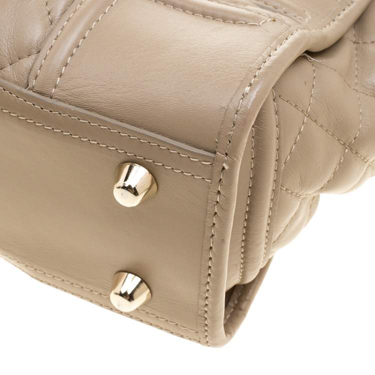 Pre Owned Burberry Beige Quilted Leather Mini Manor Satchel