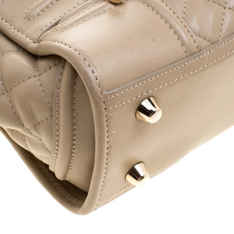 Pre Owned Burberry Beige Quilted Leather Mini Manor Satchel