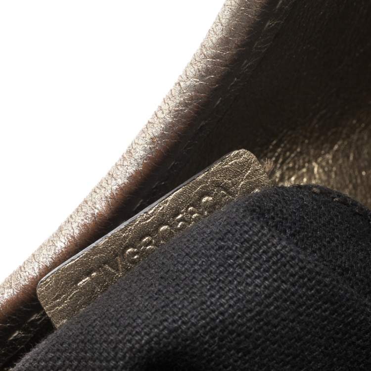 Pre Owned Burberry Beige/Gold PVC and Haymarket Check Cutout Drawstring Hobo 