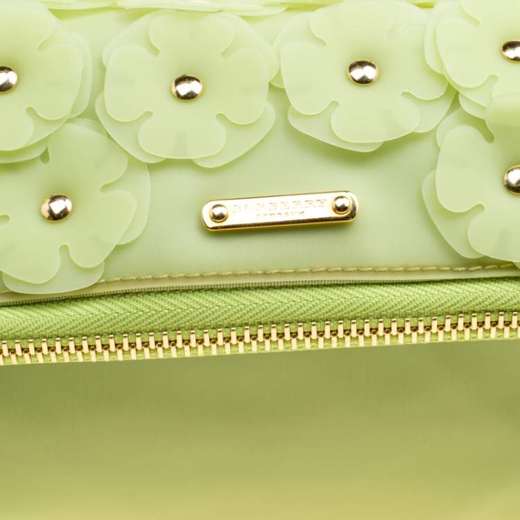 Pre Owned Burberry Apple Green PVC Petal in Flowers Clutch