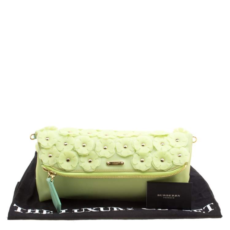 Pre Owned Burberry Apple Green PVC Petal in Flowers Clutch