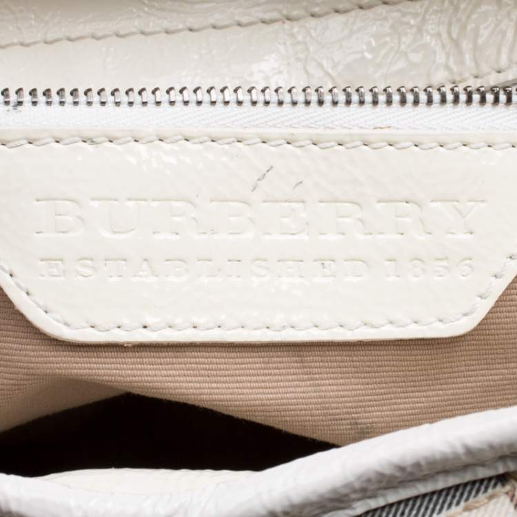 Pre Owned Burberry Cream Cartridge Nova Check Lowry Tote