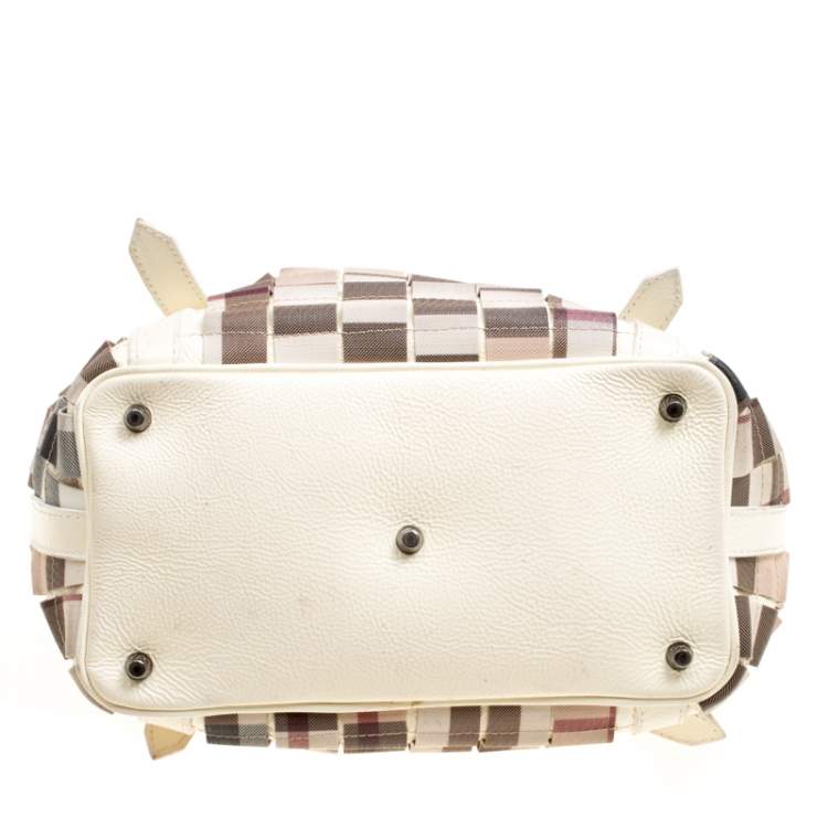 Pre Owned Burberry Cream Cartridge Nova Check Lowry Tote