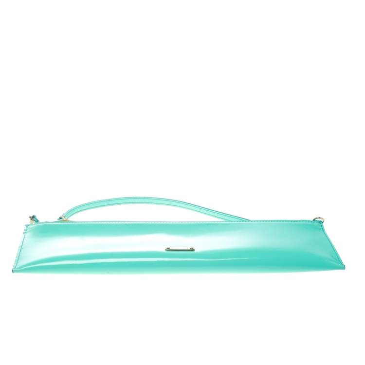 Pre Owned Burberry Mint Green Patent Leather Parmoor Clutch