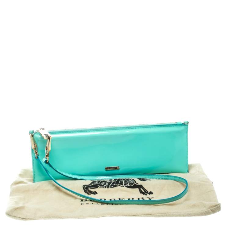 Pre Owned Burberry Mint Green Patent Leather Parmoor Clutch