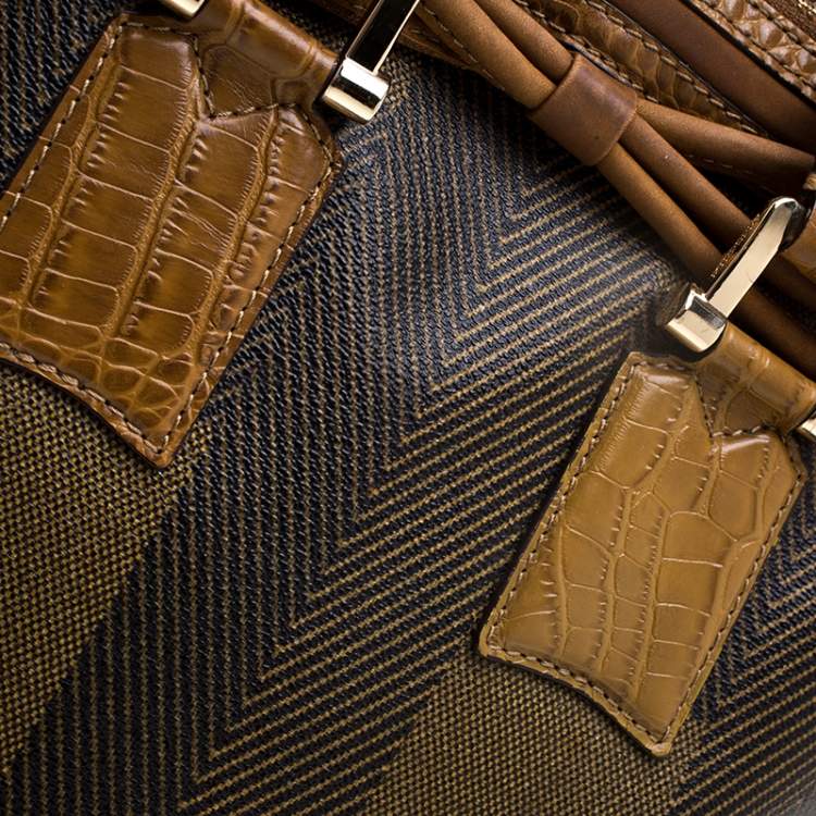 Pre Owned Burberry Brown Coated Canvas/Nubuck and Leather Satchel