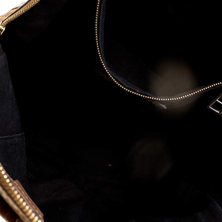 Pre Owned Burberry Brown Coated Canvas/Nubuck and Leather Satchel
