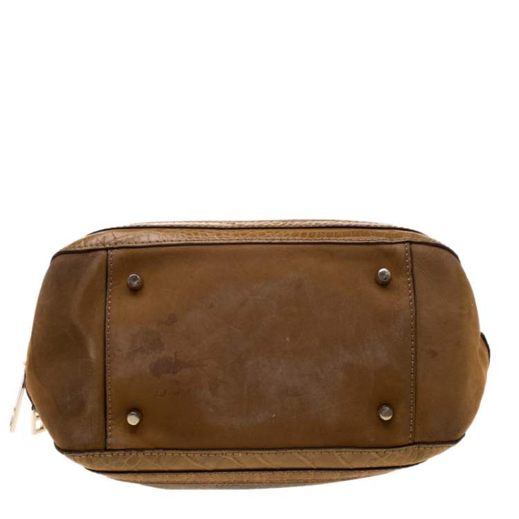 Pre Owned Burberry Brown Coated Canvas/Nubuck and Leather Satchel
