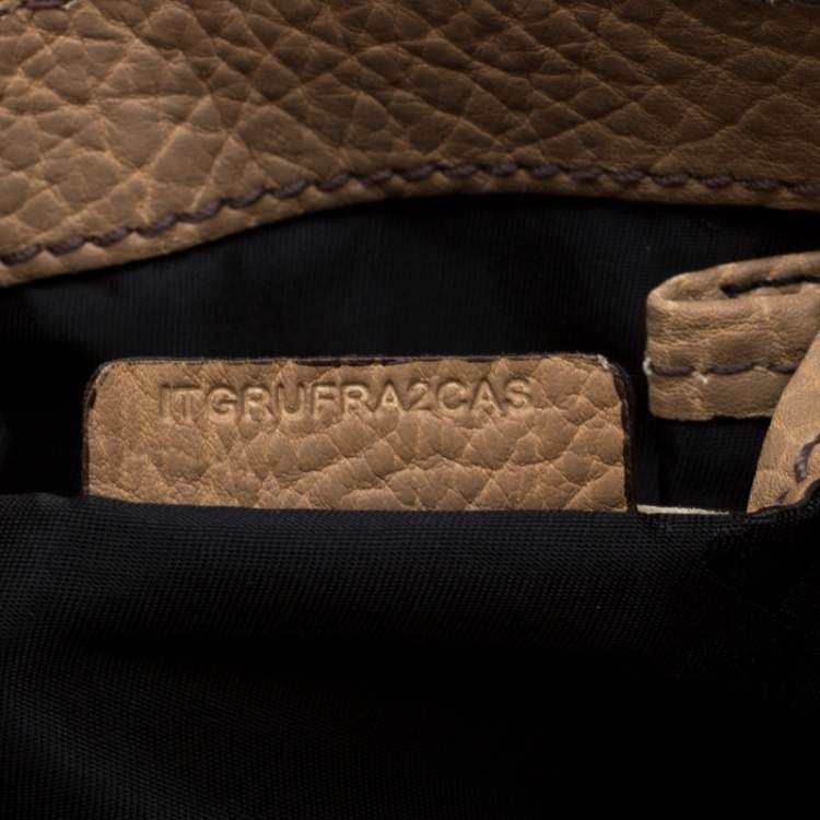 Pre Owned Burberry Beige Leather Buckle Fold Over Clutch