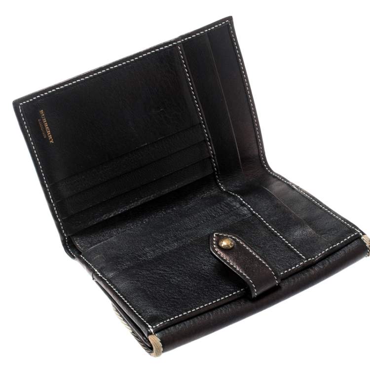Pre Owned Burberry Metallic Black Leather Bifold Wallet