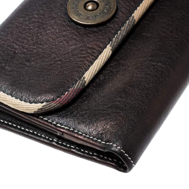 Pre Owned Burberry Metallic Black Leather Bifold Wallet