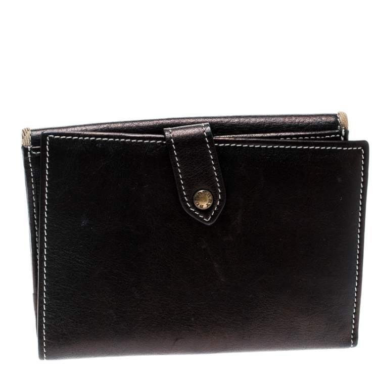 Pre Owned Burberry Metallic Black Leather Bifold Wallet